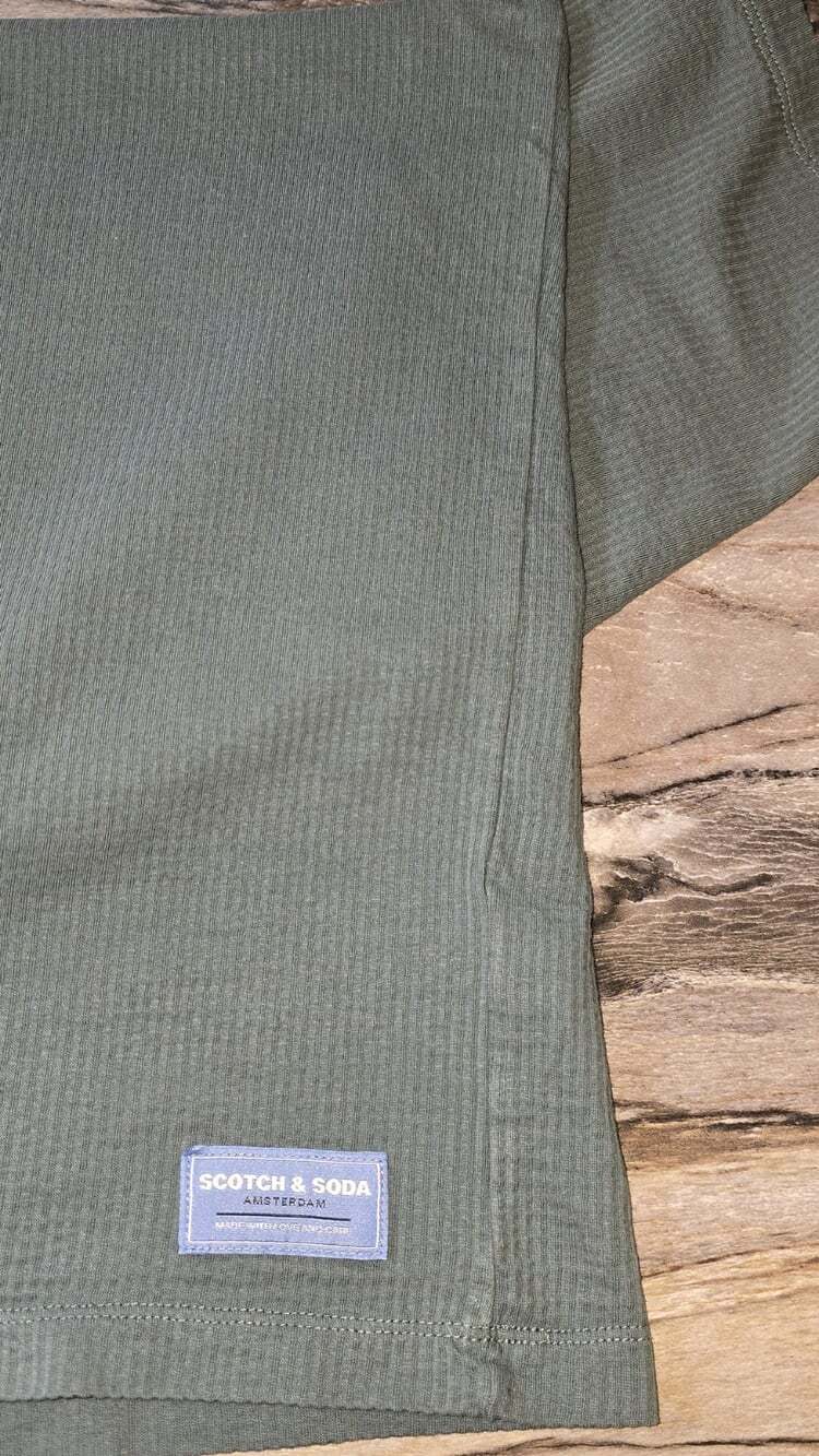 Scotch & Soda Amsterdam Men’s Large Textured T-Shirt Gray Green Crew Neck - Picture 6 of 7